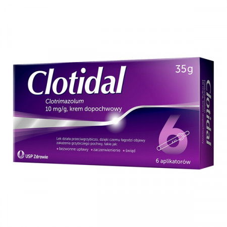 Clotidal, 10 mg/g, krem dopochwowy, 35 g + 6 aplikatorów