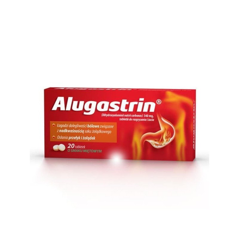 Alugastrin 340 mg 20 tabletek do rozgryzania i żucia, zgaga