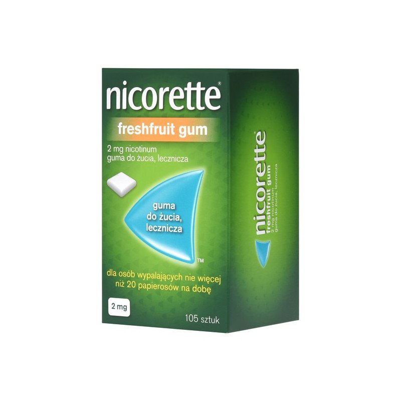 Nicorette FreshFruit Gum, 2 mg, guma do żucia, 105 szt., rzucanie palenia