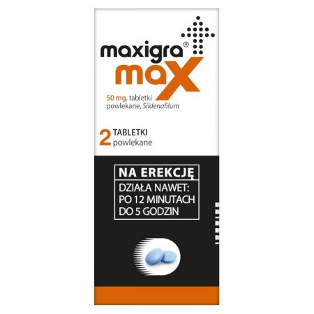 Maxigra Max, sildenafil 50 mg 2 tabletki, potencja