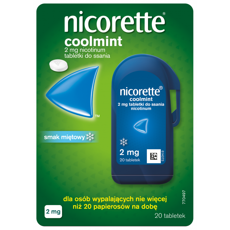 Nicorette Coolmint 2 mg 20 tabletek do ssania, rzucanie palenia