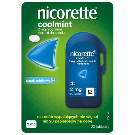 Nicorette Coolmint 2 mg 20 tabletek do ssania, rzucanie palenia