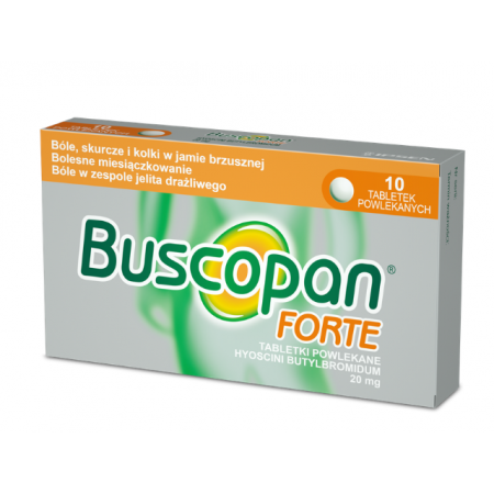 Buscopan Forte 20 mg, lek na skurczowe bóle brzucha, w tym ból