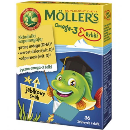 Möller's Omega-3 Rybki Jabłkowe żelki 36 sztuk