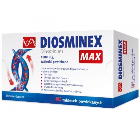 Diosminex Max diosmina 1000mg, żylaki 60 tabletek
