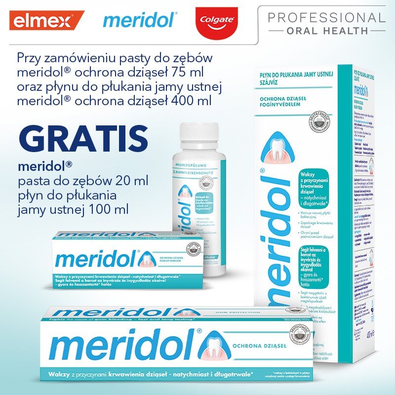 Meridol - Płyn do płukania jamy ustnej + pasta do zębów + mini