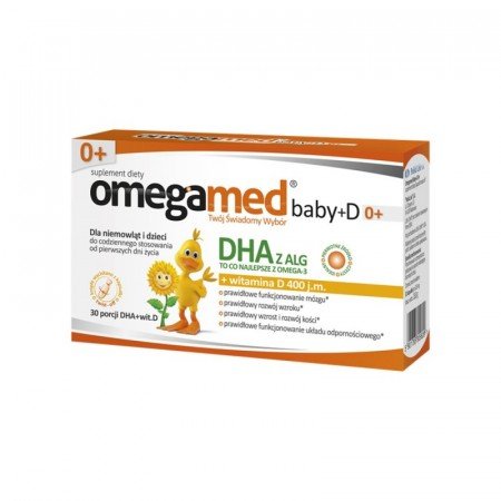Omegamed Baby+D 0+, DHA + witamina D, 30 kapsułek