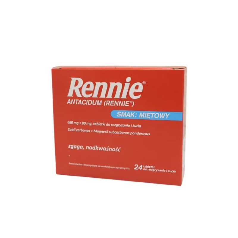 Rennie Antacidum tabletki do rozgryzania i żucia 680mg+80mg 24 tabl.