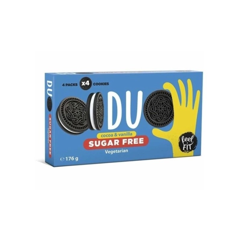 Cookies Duo Cocoa&vanilia Sugar Free Ciastka o smaku waniliowym kakaowe z kremem - - 176 g