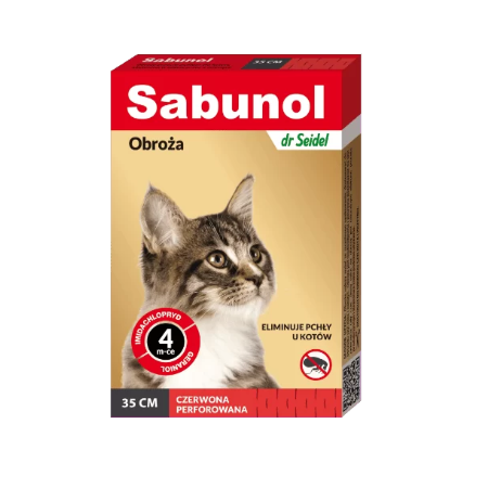 Sabunol obroża dla kota przeciw pchłom czerwona 35cm Sabunol obroża dla kota przeciw pchłom czerwona 35cm_2