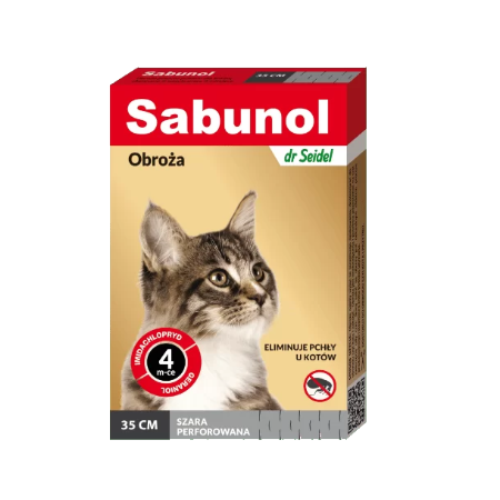 SABUNOL OBROŻA SZARA na pchły 35cm dla kotów SABUNOL OBROŻA SZARA na pchły 35cm dla kotów_2
