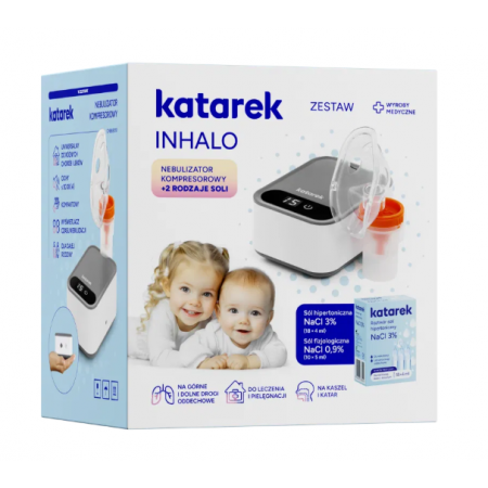 Katarek Inhalo Zestaw Nebulizator Kompresorowy + sól