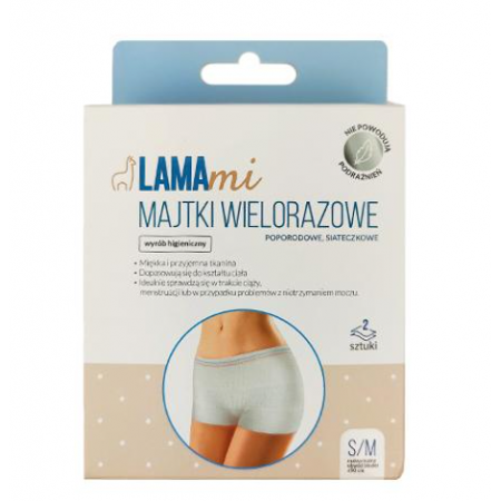 Majtki poporodowe wielorazowe LAMAMI siateczkowe S/M - - 2 szt.