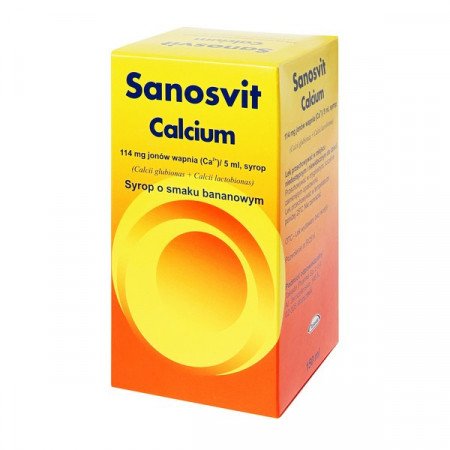Calcium Sanosvit, syrop bananowy, wapno 150 ml