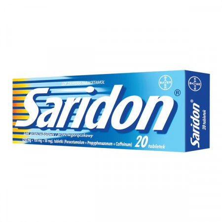 Saridon, 250 mg+150 mg+50 mg, 20 tabletek