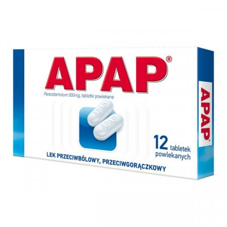 Apap, Paracetamol 500 mg, 12 tabletek powlekanych