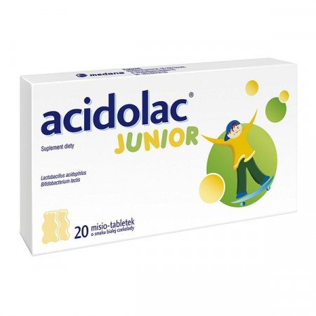 Acidolac Junior, 20 misio-tabletek, probiotyk o smaku białej