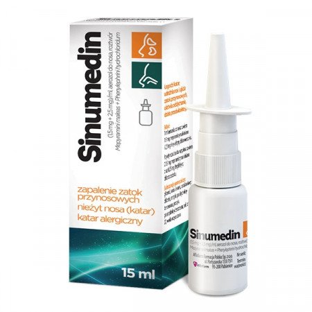 Sinumedin (1,5mg+2,5mg)/ml, aerozol do nosa, 15ml