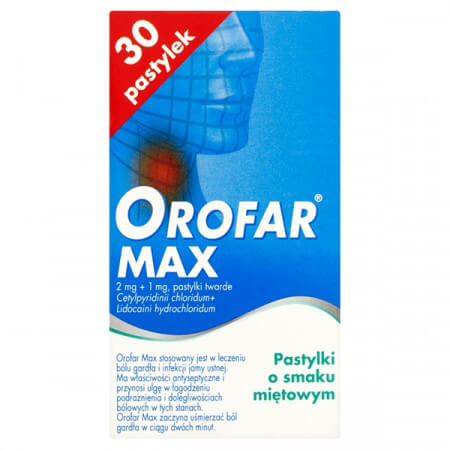 Orofar MAX pastyl.twarde 2mg+1mg 30pastyl.